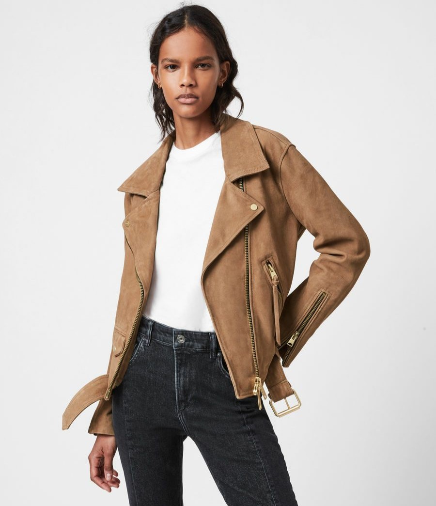 Women'S * | Allsaints Sale Luna Suede Biker Jacket