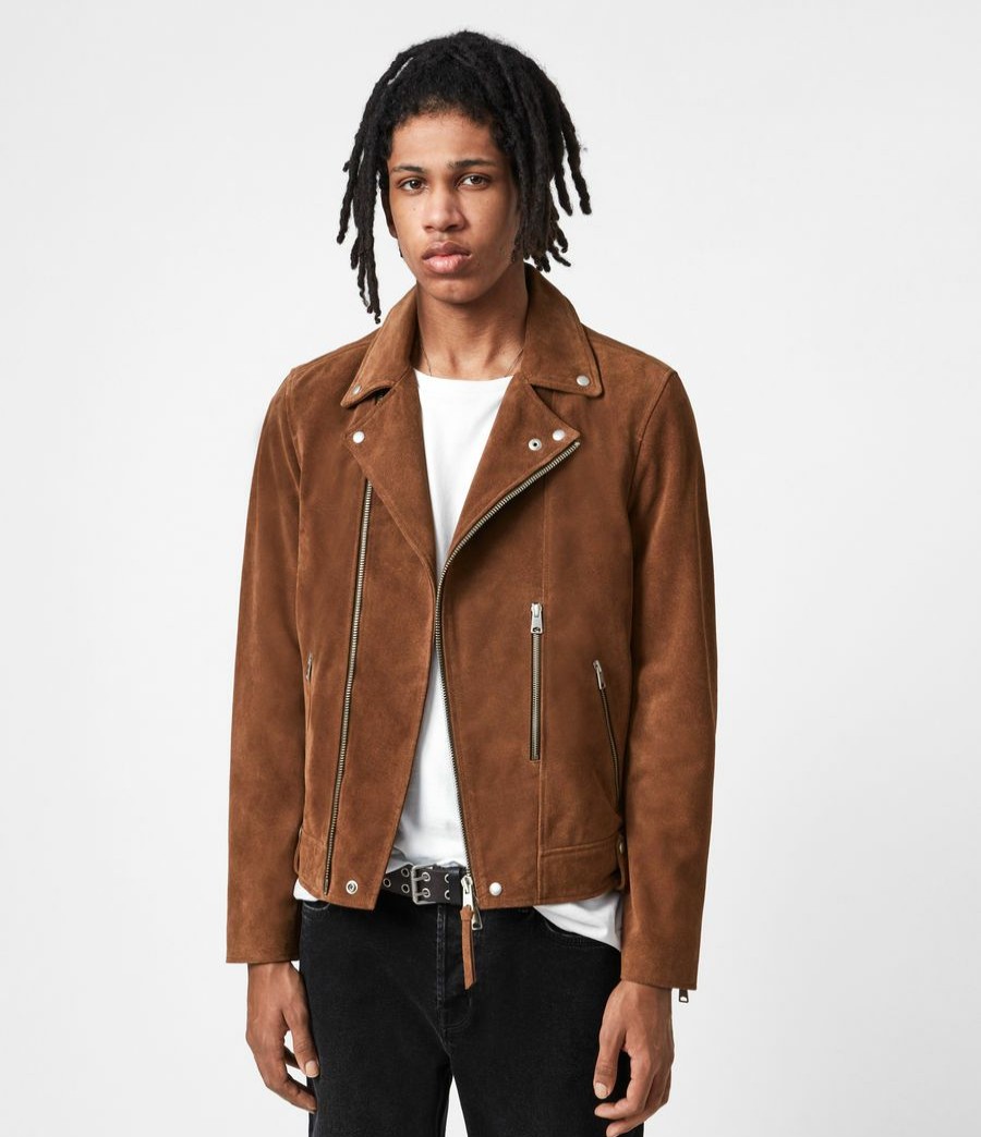 Men'S * | Shop Allsaints Neko Suede Biker Jacket