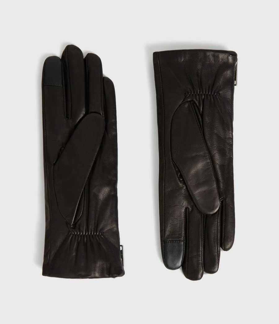 Women'S * | Shop Allsaints Zipper Leather Touch Gloves