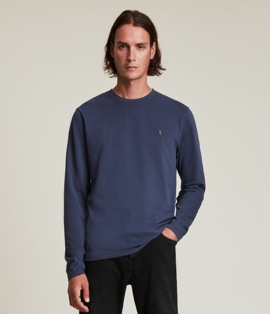 Men'S * | Shop Allsaints Brace Long Sleeve Contrast Crew T-Shirt