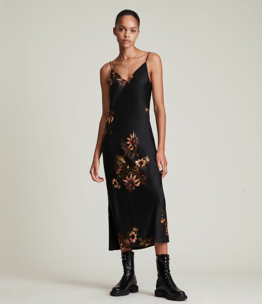 Women'S * | Allsaints Sale Melody Avifauna Silk Blend Dress