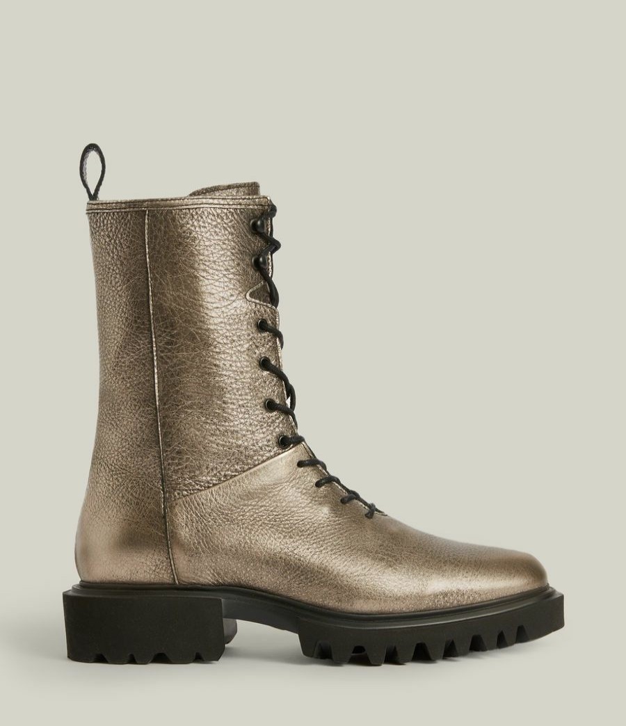 Women'S * | Shop Allsaints Maren Leather Metallic Boots