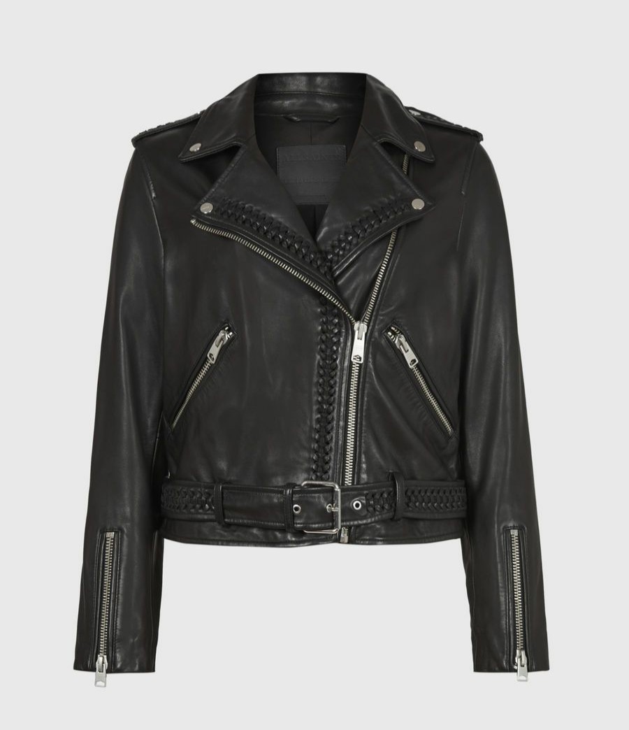 Women'S * | Allsaints Sale Braided Leather Biker Jacket