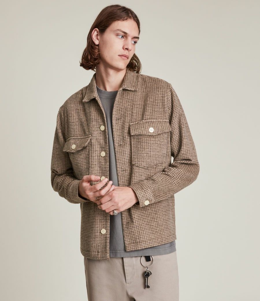 Men'S * | Shop Allsaints Namsos Wool Blend Check Overshirt