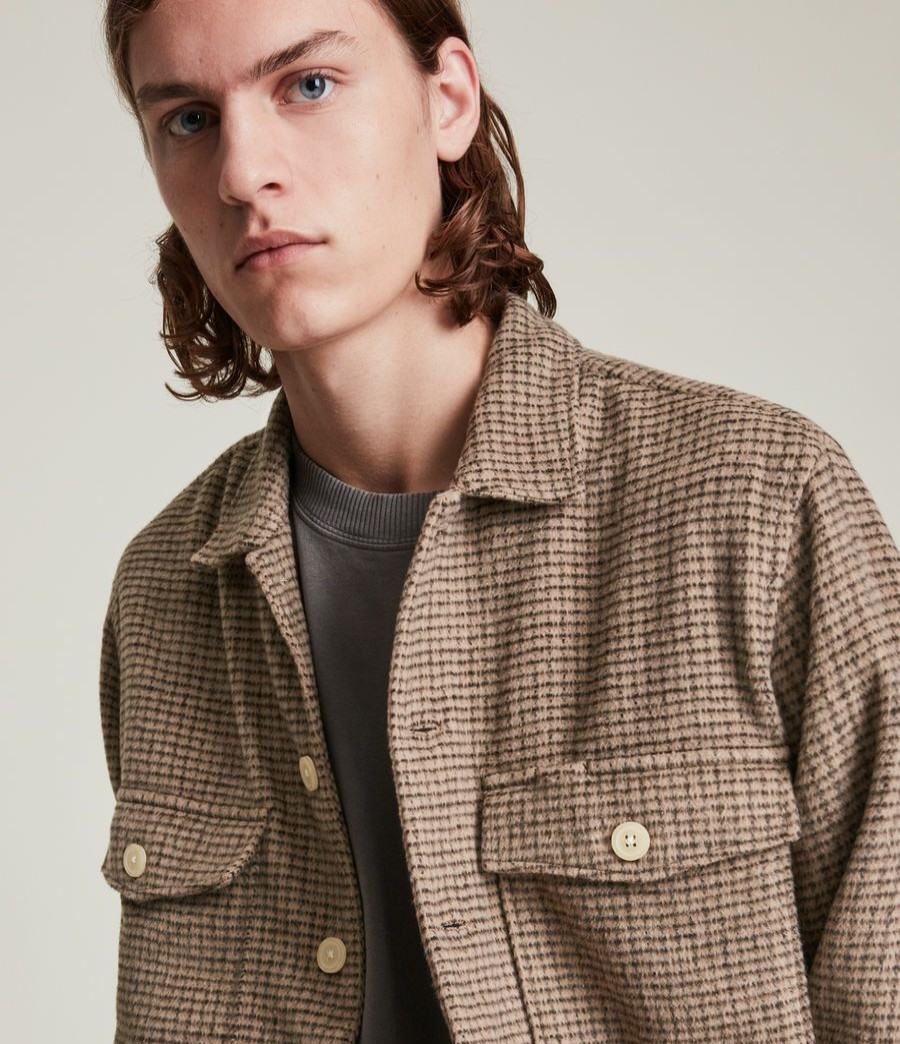 Men'S * | Shop Allsaints Namsos Wool Blend Check Overshirt