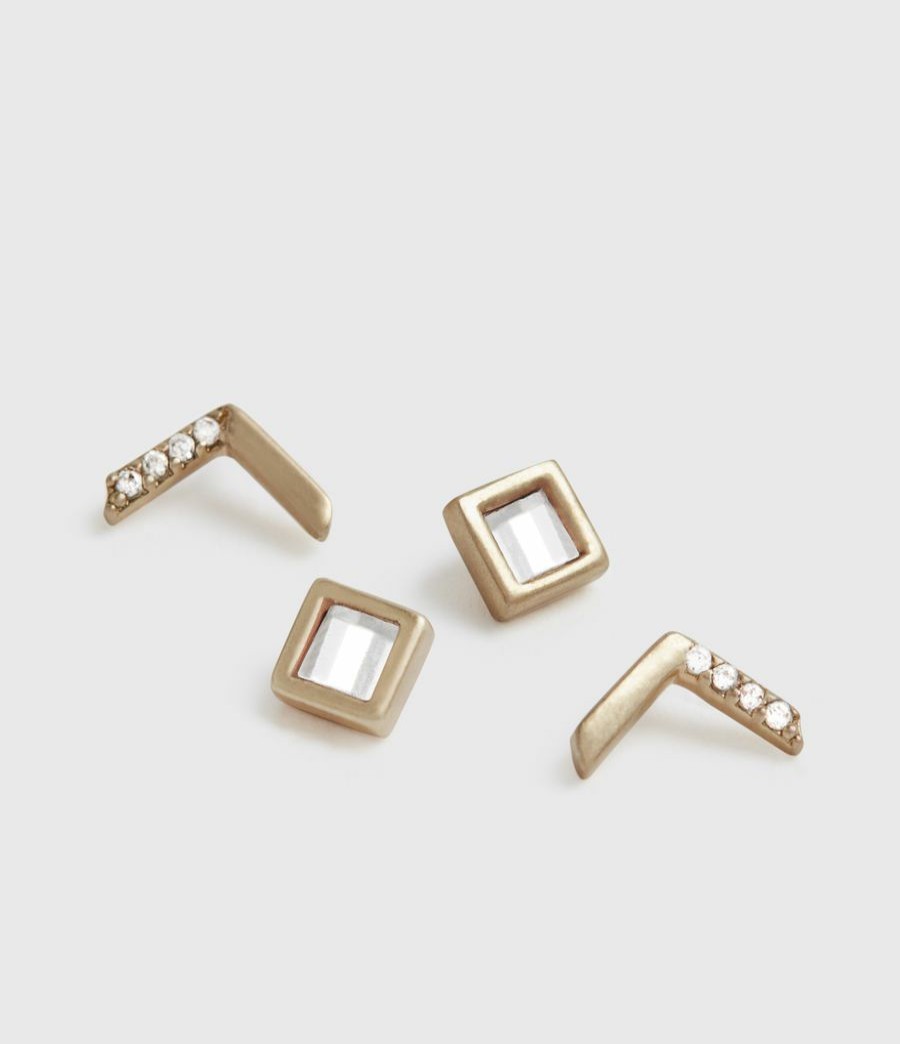 Women'S * | Shop Allsaints Arrow Gold-Tone Stud Earring Set