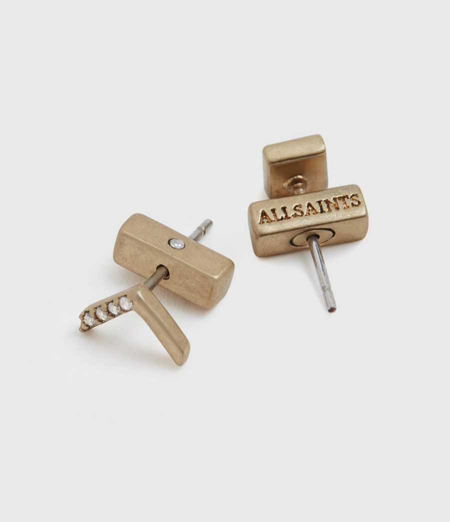 Women'S * | Shop Allsaints Arrow Gold-Tone Stud Earring Set