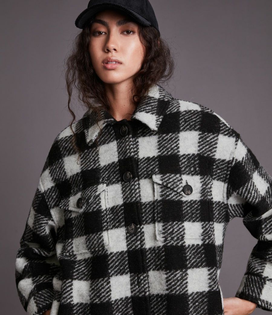 Women'S * | Allsaints Sale Fenix Wool Blend Check Jacket