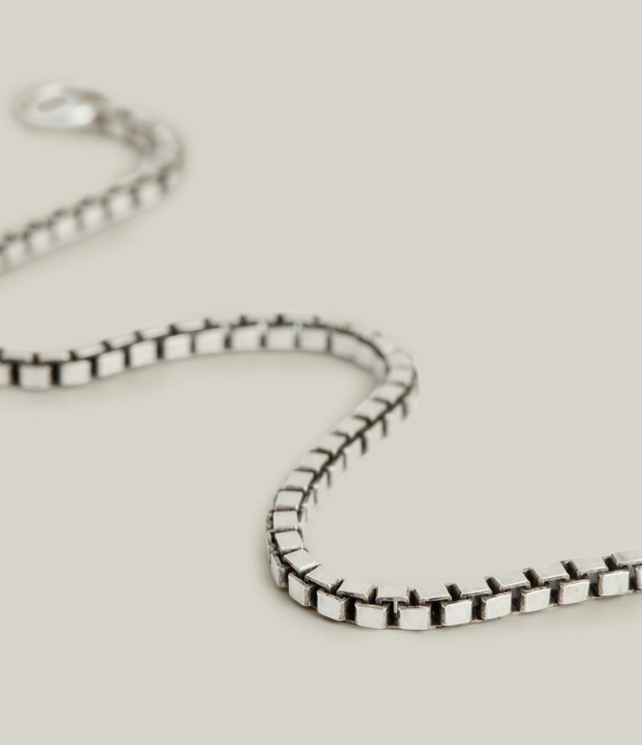 Men'S * | Shop Allsaints Ron Sterling Silver Box Chain Bracelet