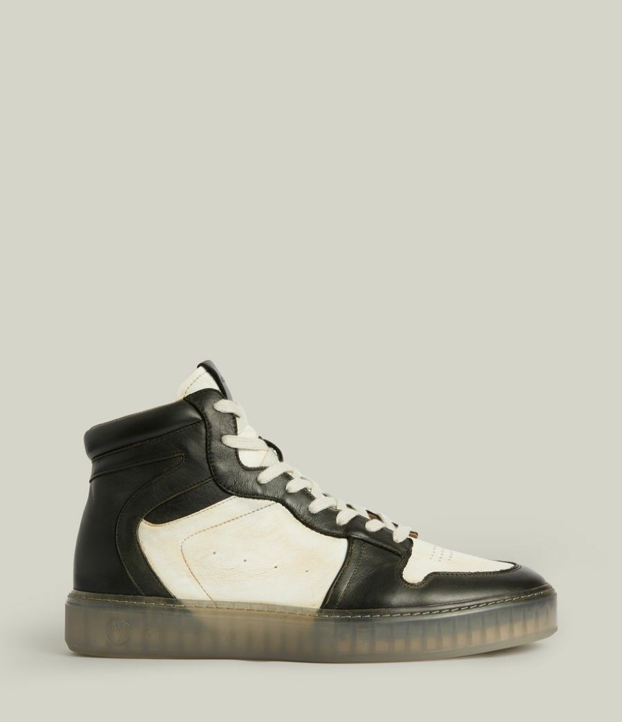 Men'S * | Shop Allsaints Davian High Top Leather Trainers