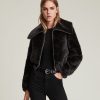 Women'S * | Allsaints Sale Adley Chevron Shearling Jacket