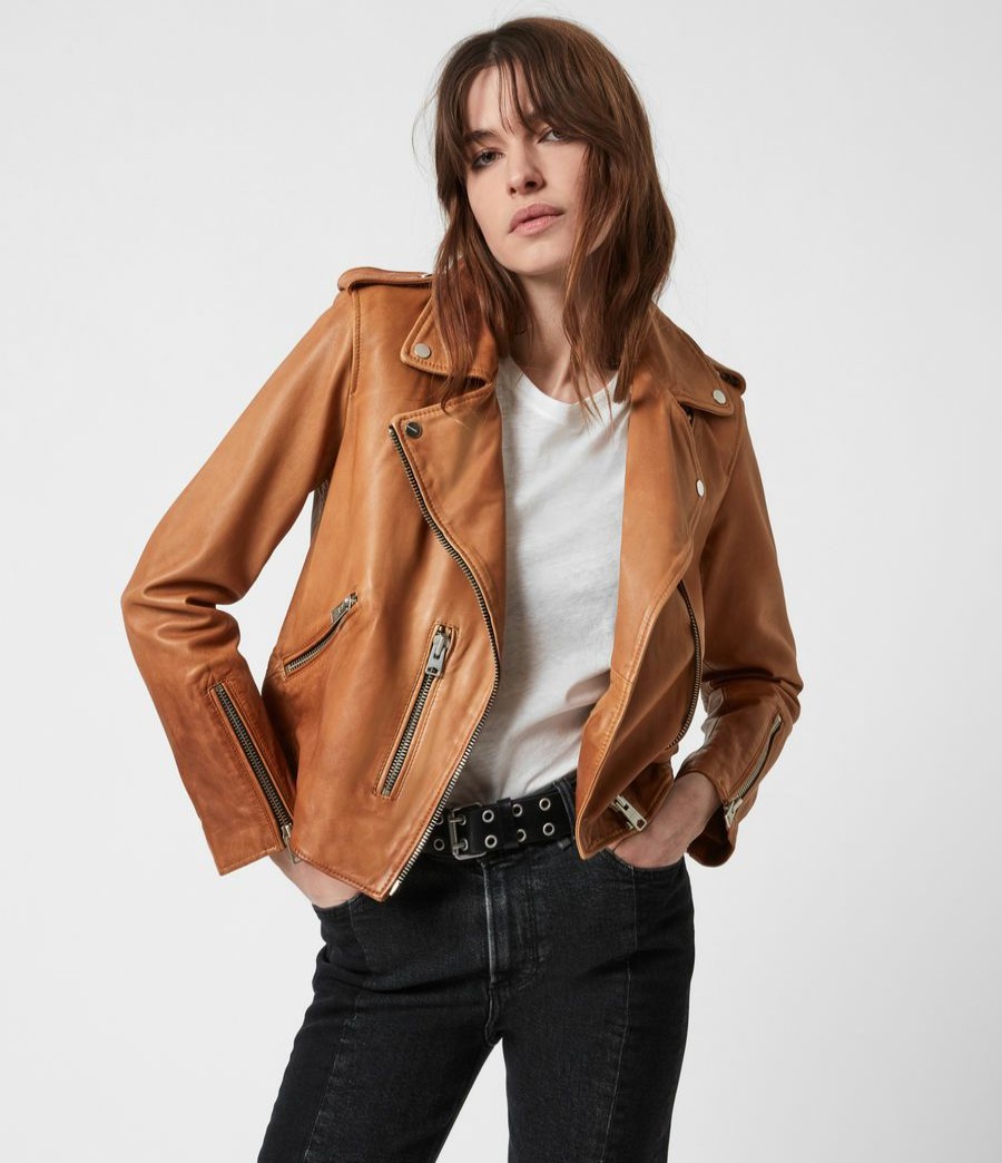 Women'S * | Allsaints Sale Fern Dip Dye Leather Biker Jacket