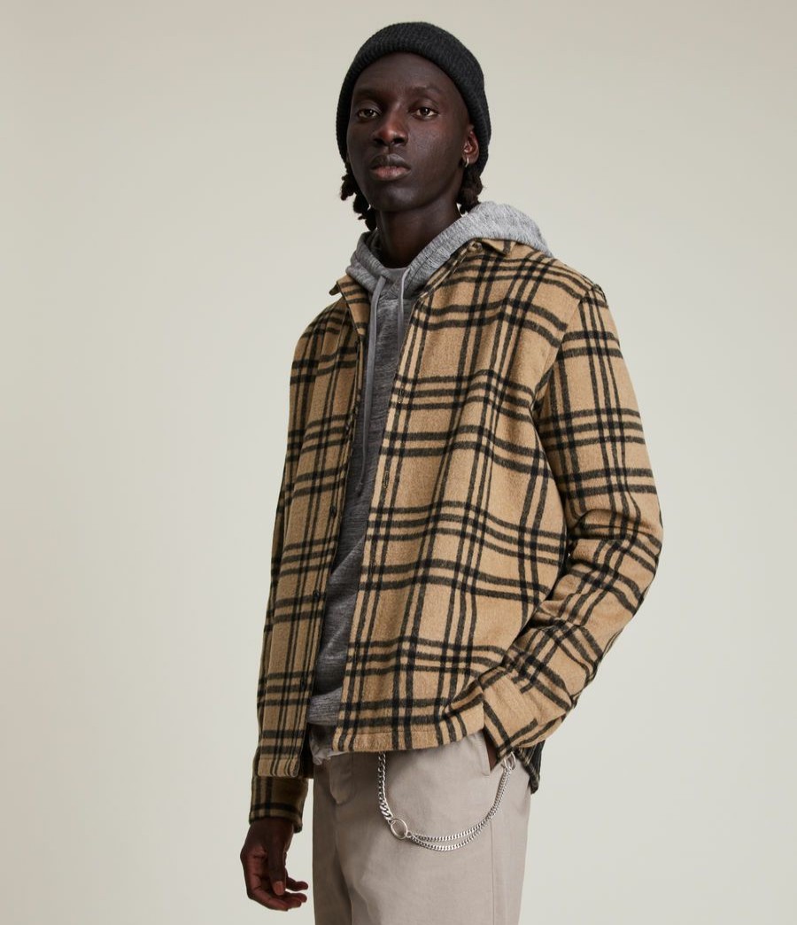 Men'S * | Shop Allsaints Statland Check Overshirt